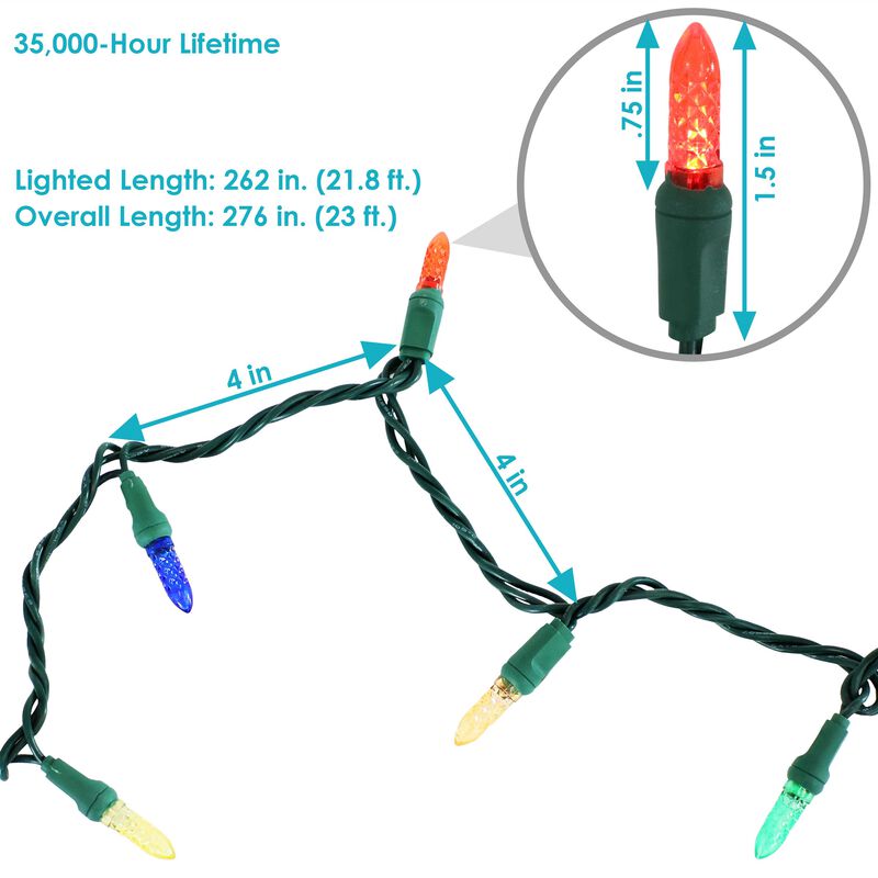 Sunnydaze M6 Faceted LED String Lights - 70Ct - 21'