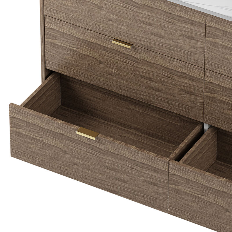 Modern 6-Drawer Dresser with Marble Top