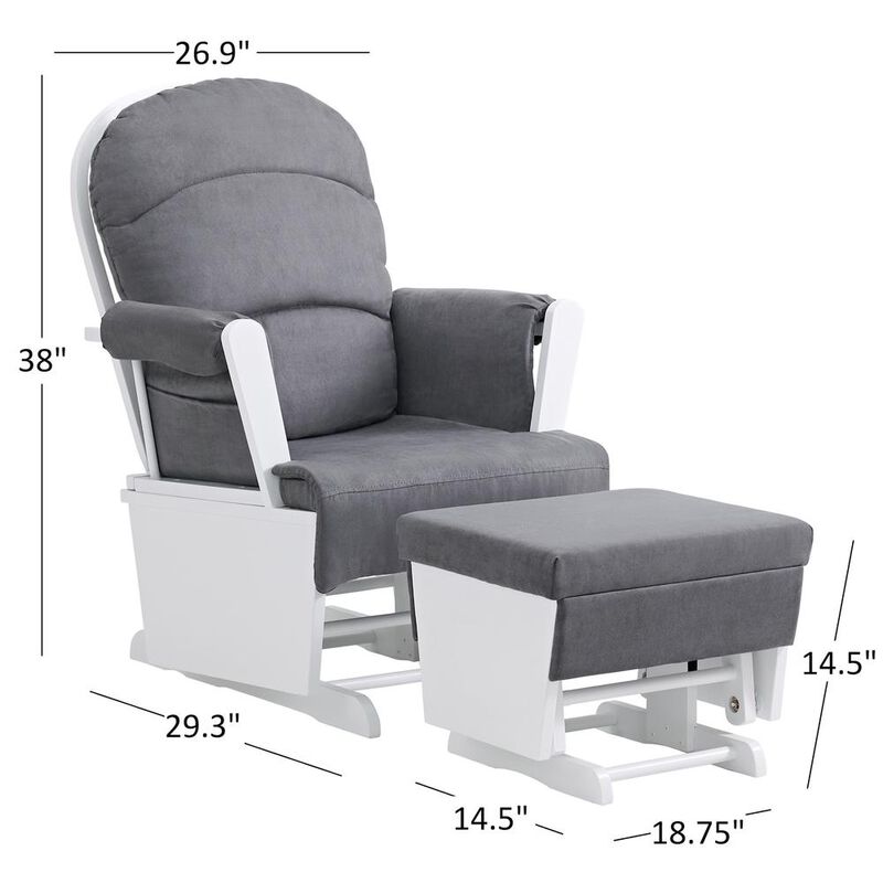 Oxford Baby Soho Baby Essential Wooden Glider White Finish/ Dark Grey Fabric