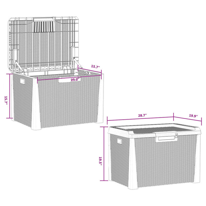 Outdoor Storage Box, 33 Gallon Capacity 29 Inch Weather Resistant Gray - Benzara