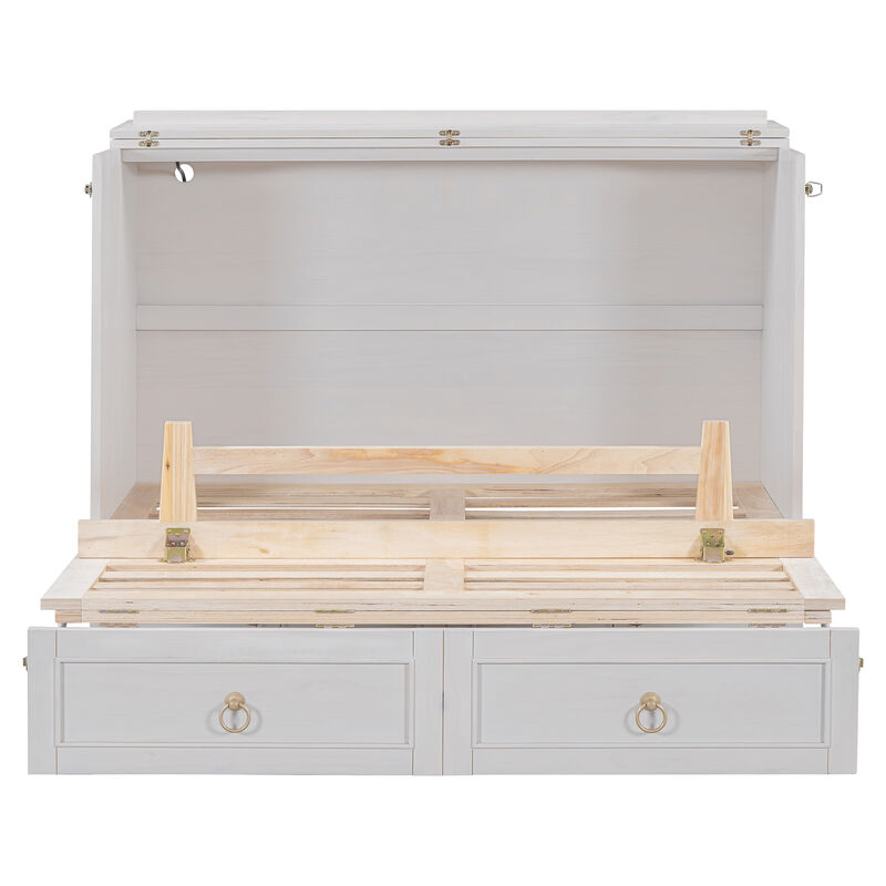 Merax Wooden Murphy Bed with Large Drawers
