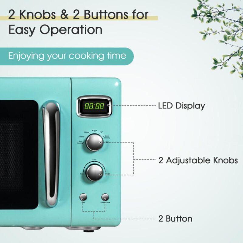 Costway 0.9 Cu.ft Retro Countertop Compact Microwave Oven
