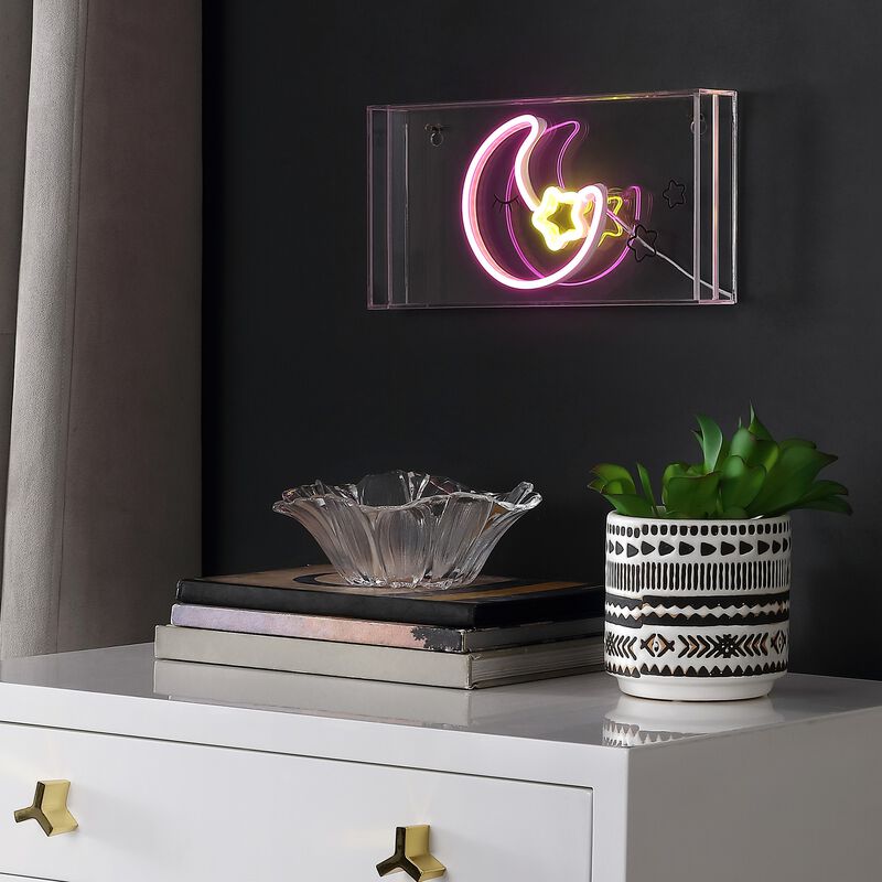 Moon 11.8" Contemporary Glam Acrylic Box USB Operated LED Neon Light