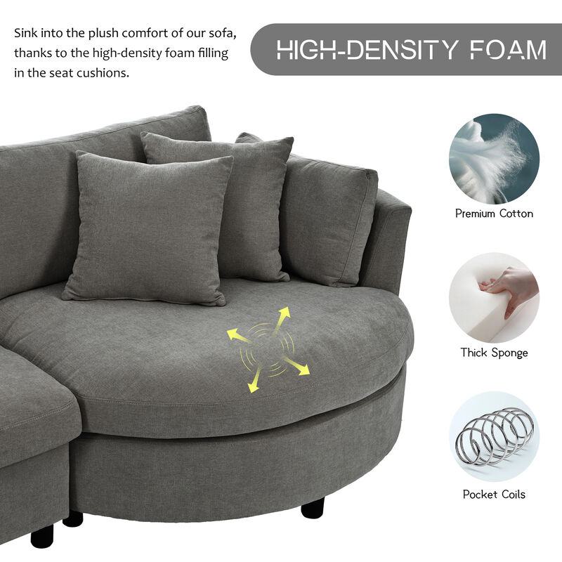 Merax Modern Fabric Sofa with Three Pillows