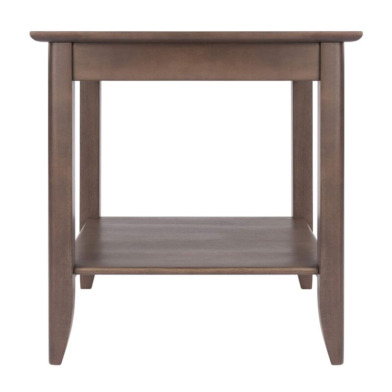 Santino End Table - Contemporary Oyster Gray Finish, Wood Inlay, Versatile Accent Table for Living Room or Bedside, Spacious Lower Shelf, Solid Wood Frame, Easy Assembly - 24"H x 22.6"W x 22.6"D