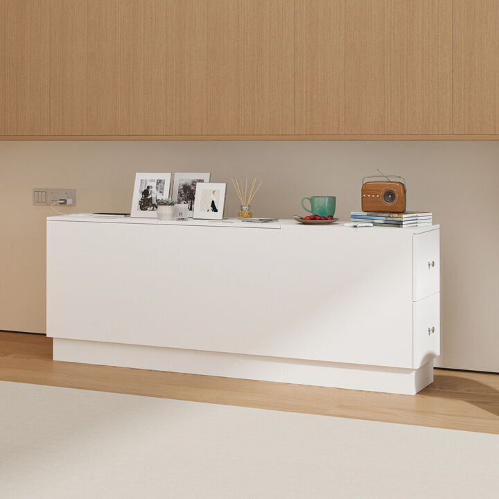 FUFU&GAGA Modern Bedside Table with Hidden Storage, Spacious Countertop & Moisture-Proof Design, Nightstand for Bedroom (63" W x 23.6" H x 11.8" D),White