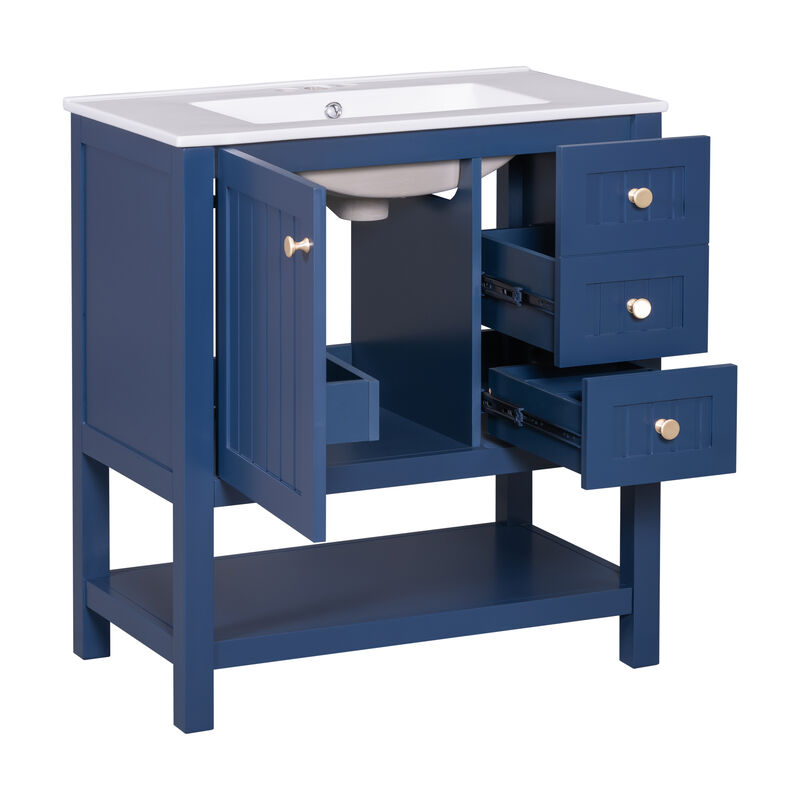 Merax Bathroom Vanity Cabinet Combo with Ceramic Sink