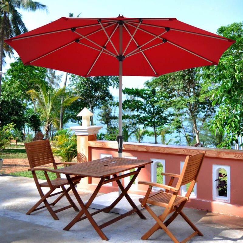 Hivvago 9 Feet Patio Outdoor Market Umbrella with Aluminum Pole without Weight Base