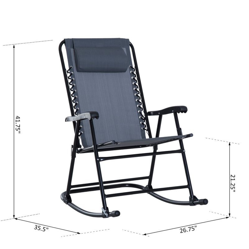 Relaxing Duo: 2-Piece Grey Folding Ergonomic Patio Rocking Chairs