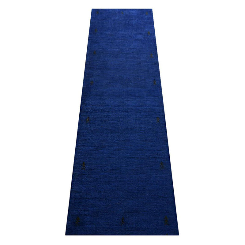 Rugsotic Carpets Hand Knotted Loom Wool 2'6''x10' Runner Area Rug Contemporary Blue L00226