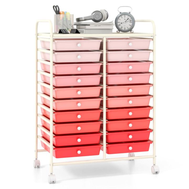 Hivvago 20 Drawers Rolling Storage Cart Studio Organizer