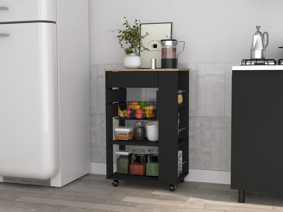 Streamdale Prospect 5-Shelf 1-Drawer Kitchen Cart Wengue And Light Oak