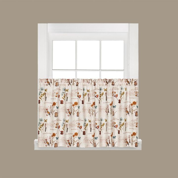 Saturday Knight Ltd Le Jardin Window Tier With 1.5" Rod Pocket - 2 Piece - 57x24", Multi