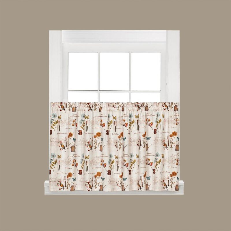 Saturday Knight Ltd Le Jardin Window Tier With 1.5" Rod Pocket - 2 Piece - 57x24", Multi