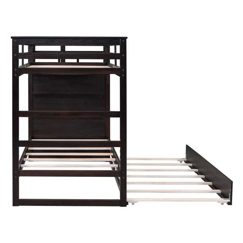 Merax Twin Over Twin Bunk Bed with Trundle and Staircase