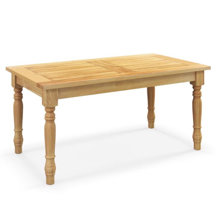Hivvago Patio Coffee Table with Solid Teak Wood Structure and Slatted Tabletop