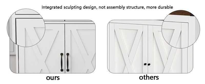 White Wood 42.72 in. Sideboard with X-panel Design Doors