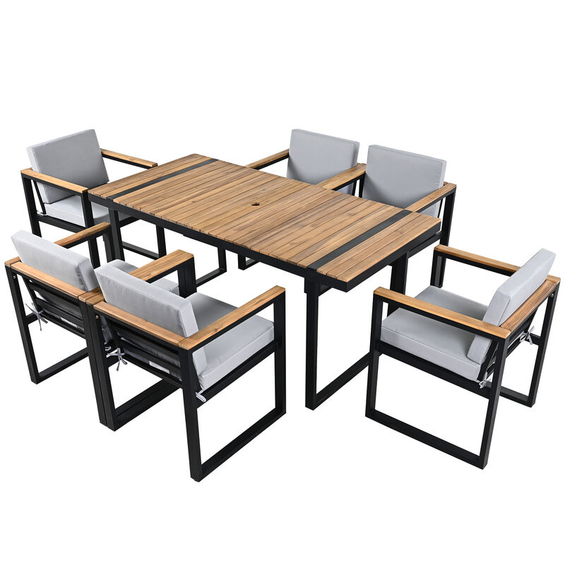 Merax 7 Pieces Outdoor Dining Set Patio Dining Table and Chair Set