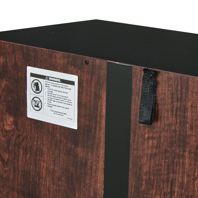 4-Door Walnut Cabinet for Living Room, Kitchen, Office