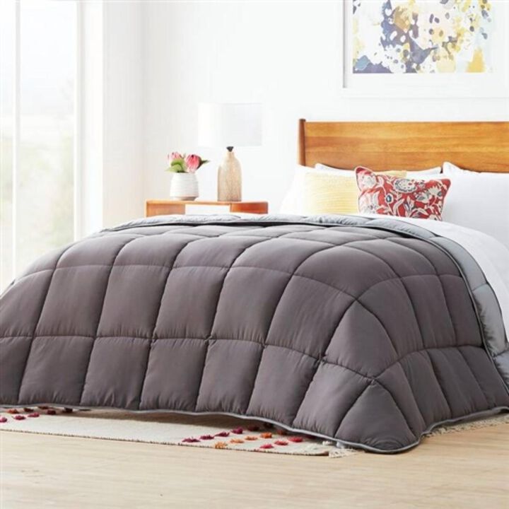 Hivvago King Size All Seasons Plush Light/Dark Grey Reversible Polyester Down Alternative Comforter