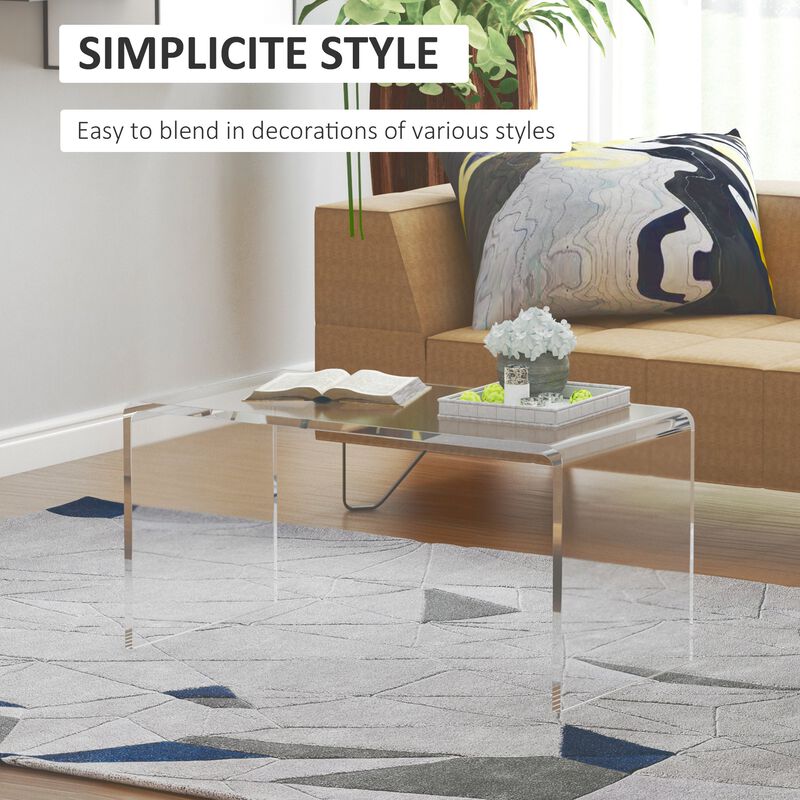 Modern Transparency: 32" Clear Acrylic C-Shaped Coffee Table