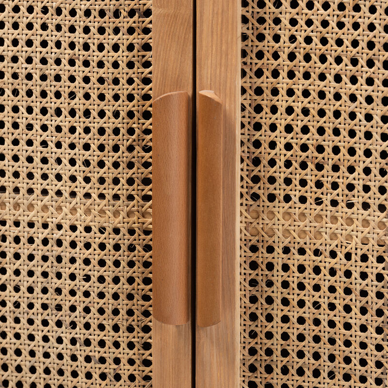 Baxton Studio Alina Mid Century Medium Oak Finished Wood 2 Door Accent Storage Cabinet