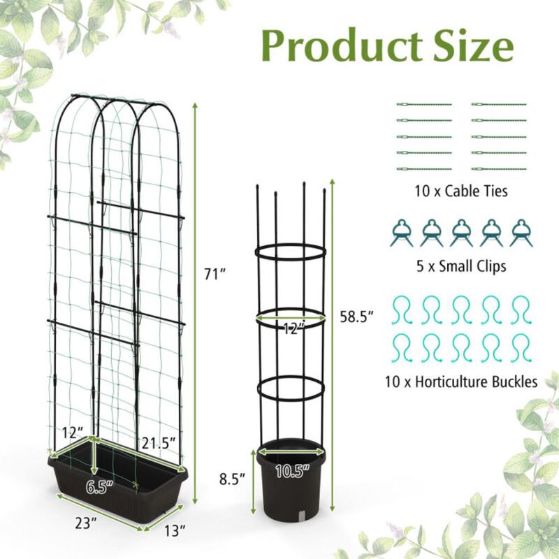 Hivvago 2 Pack Garden Planters with Trellis Cucumber Trellis Tomato Cage