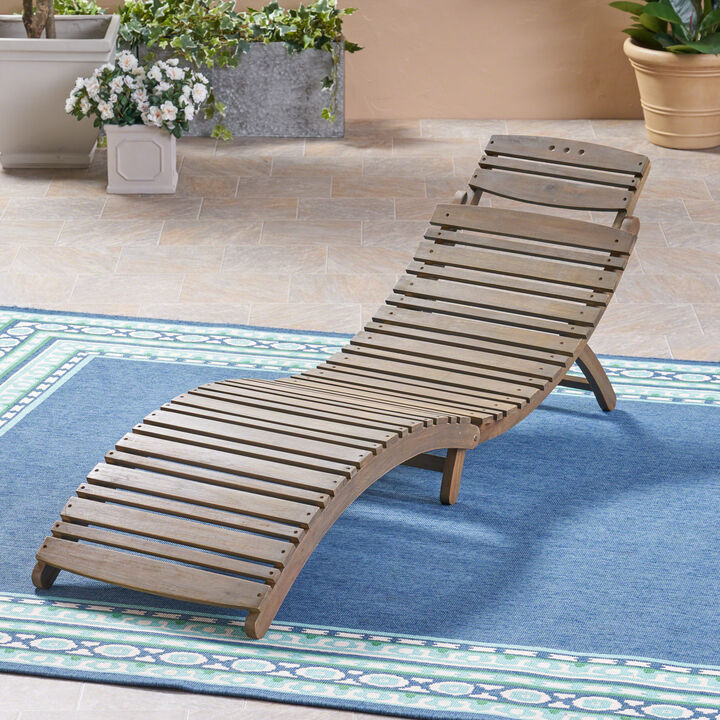 Merax Outdoor Patio Wooden Foldable Lounge Chair