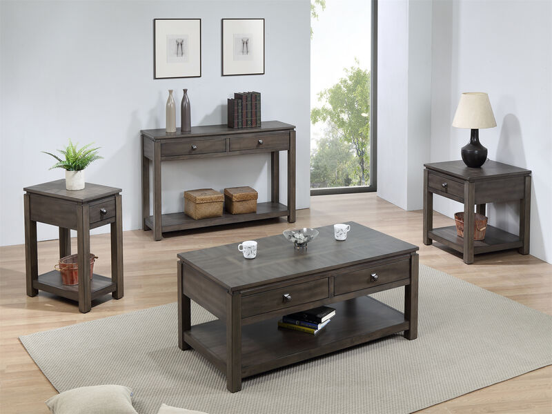 Shades of Gray 53 in. Weathered Grey Rectangle Solid Wood Console Table with 2 Drawers