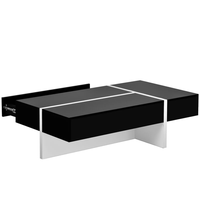 Modern High Gloss Coffee Table, Contemporary Rectangle Design for Sofa or Upholstered Chairs
