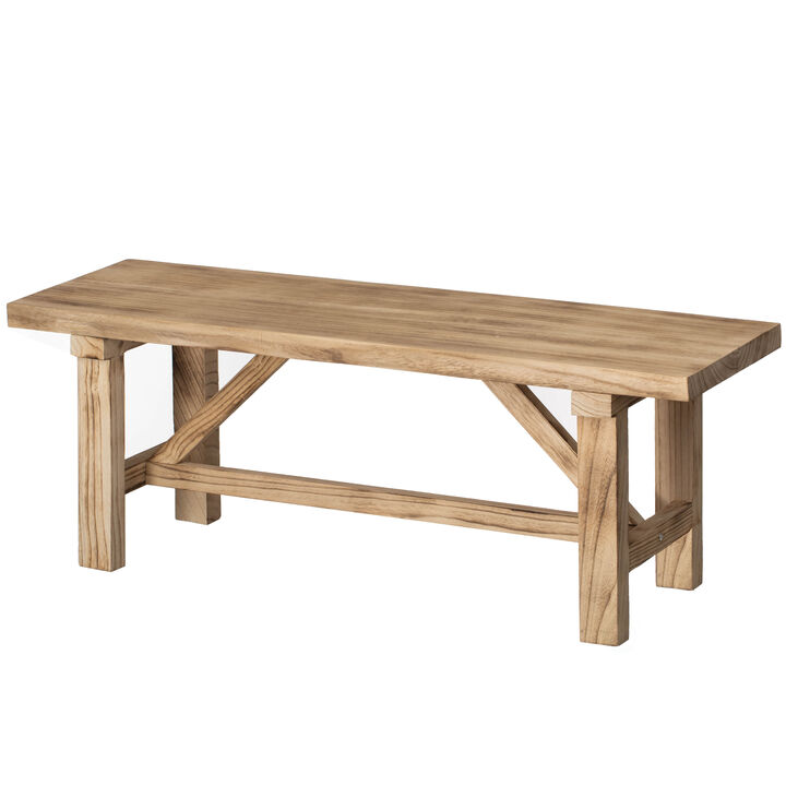 Vintiquewise 46'' Wooden Bench Farmhouse Entryway Organizer Retro Rustic Accent Seat Natural Wood Armless Design for Living Room Hallway Kitchen Dining Room Stylish & Practical Décor for Indoor Space