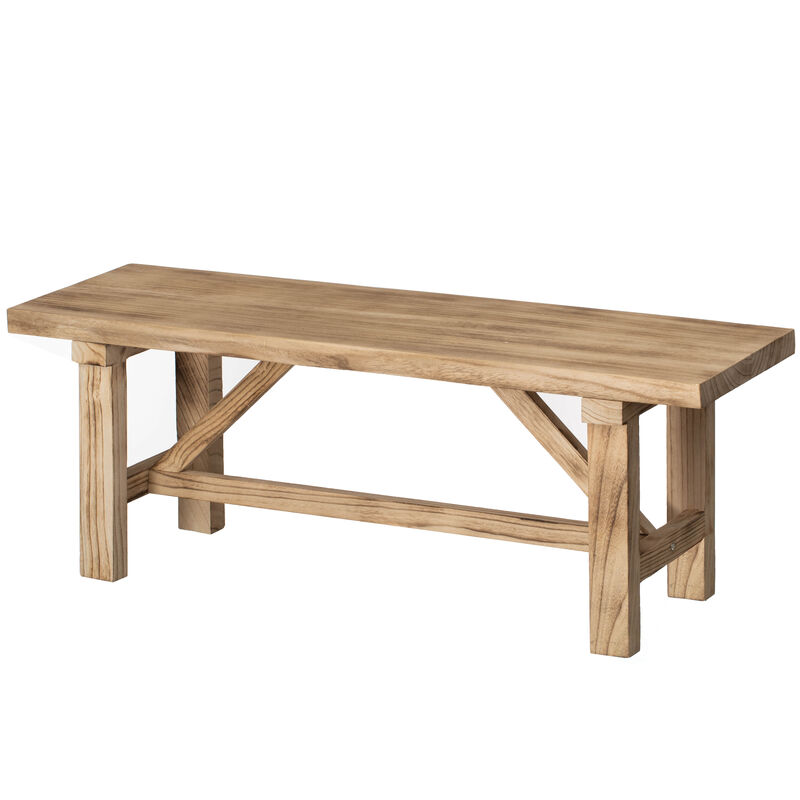 Vintiquewise 46'' Wooden Bench Farmhouse Entryway Organizer Retro Rustic Accent Seat Natural Wood Armless Design for Living Room Hallway Kitchen Dining Room Stylish & Practical Décor for Indoor Space