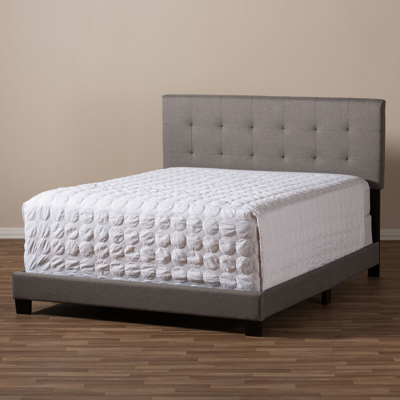 Baxton Studio Brookfield Modern Grey Fabric Upholstered Grid tufting Full Size Bed