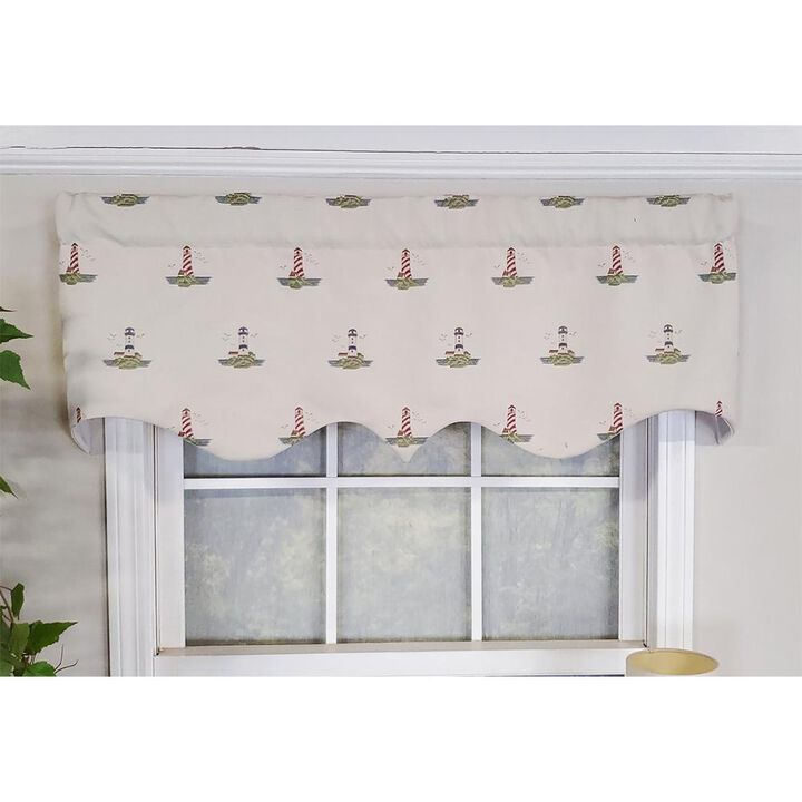 RLF Home Modern Design Classic Lighthouse Regal Style Window Valance 50" x 17" Vanilla