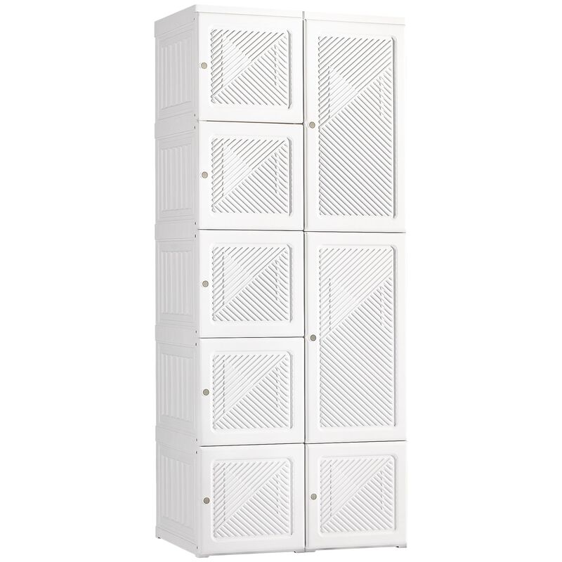 White Clothing Storage: Portable Folding Wardrobe with Magnet Doors