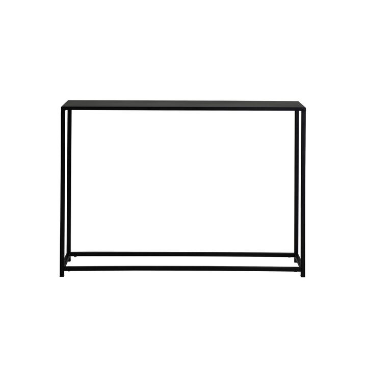 Eme 38 Inch Console Sofa Table, Rectangular Top, Modern Black Metal Frame - Benzara