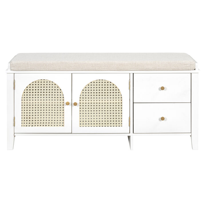 Merax Vintage Shoe Bench with Storage and Cushion