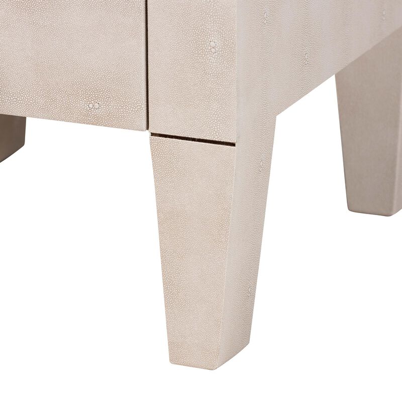 Baxton Studio Leyna Modern Beige Faux Shagreen 3 Drawer End Table