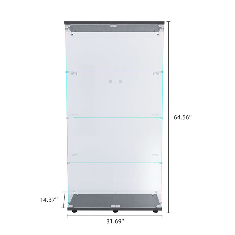 Two Door Glass Cabinet Glass Display Cabinet With 4 Shelves