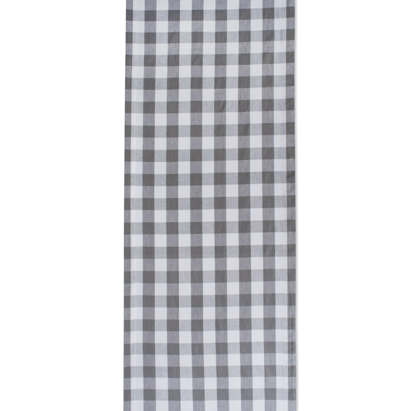72" Charcoal Gray and White Checkered Rectangular Table Runner