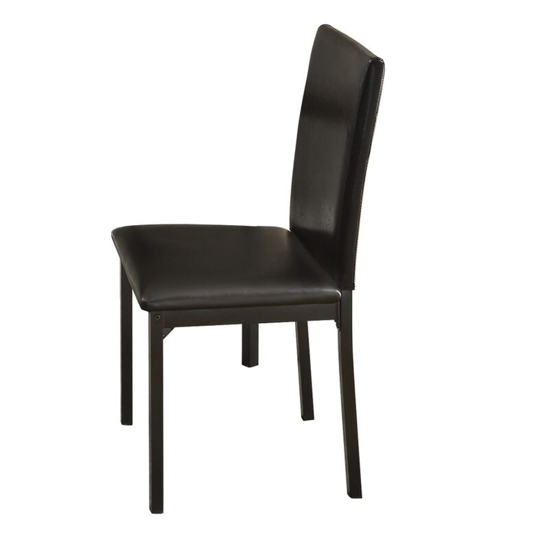 Faux Marble Writing Desk With Leatherette Upholstered Metal Chair, Black-Benzara