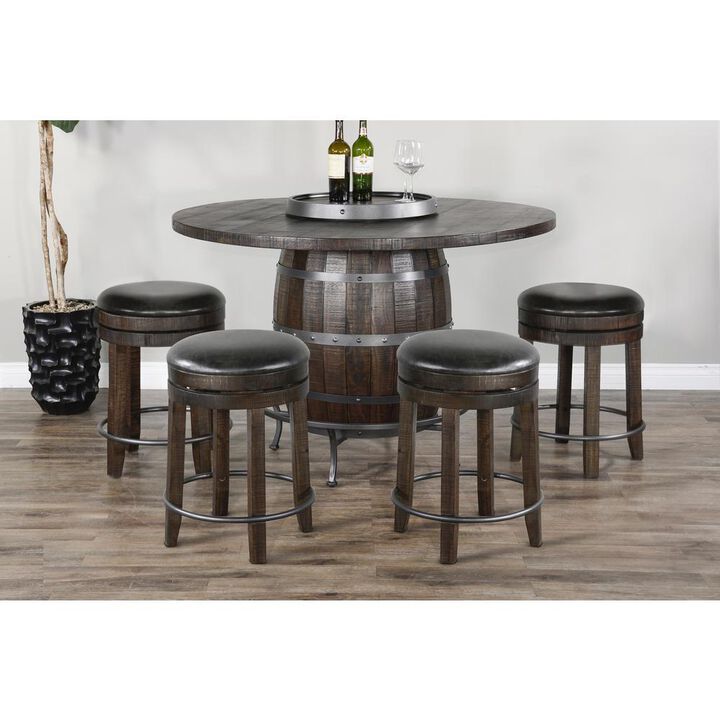 Sunny Designs Round Pub Table with Wine Barrel Base