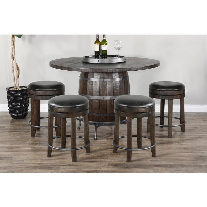 Sunny Designs Round Pub Table with Wine Barrel Base