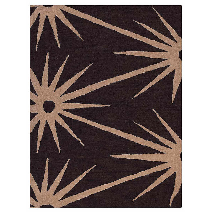 RUGSOTIC CARPETS HAND TUFTED WOOL ECO-FRIENDLY AREA RUGS  - 4'x6', Rectangle Shape, Brown & White, Floral Modern Design, High Pile Thick Handmade Area Rugs for Living Room, Bed Room (K00202)