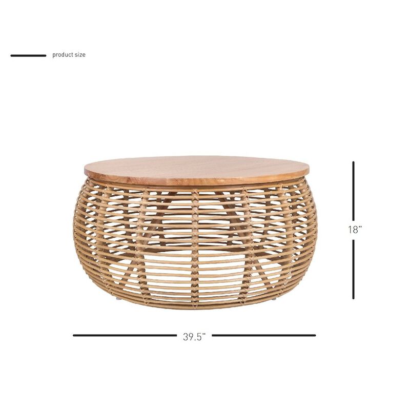 New Pacific Direct Iris Rattan Round Coffee Table