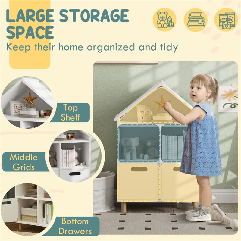 Freestanding Bookshelf with Enclosed Storage for Books and Decor
