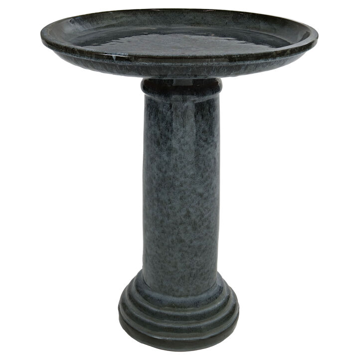 Sunnydaze Toulon Black Mist Ceramic Bird Bath - 24.5" H Sunnydaze Toulon Black Mist Ceramic Bird Bath - 24.5" H