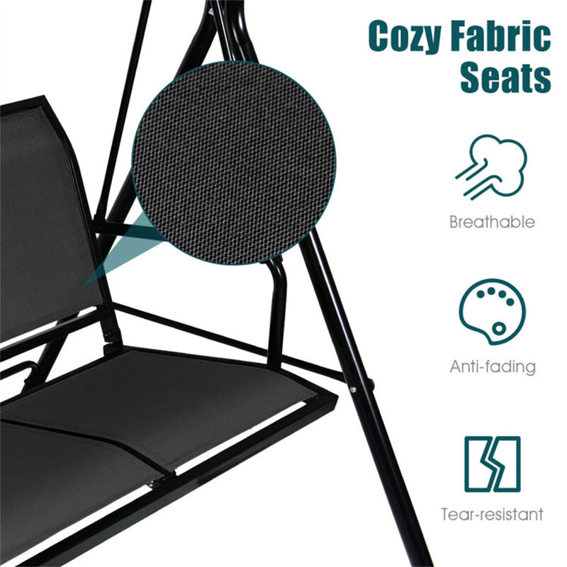 3-Person Garden Swing Outdoor Patio Swing with Canopy for Relaxing in Backyard or Porch