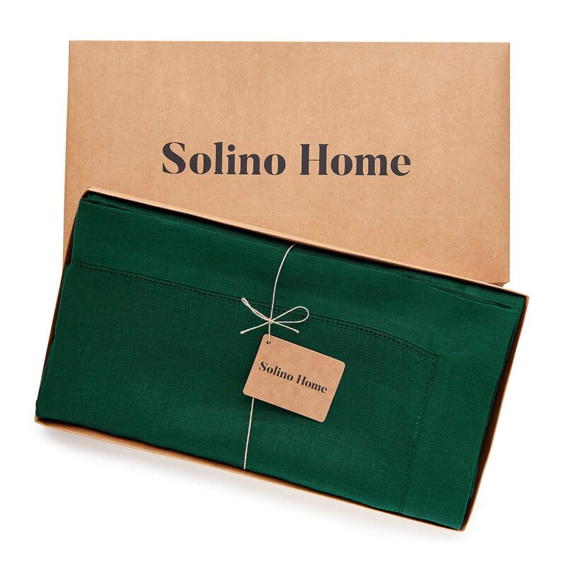Solino Home 100% Pure Linen Tablecloth | Classic Hemstitch for Valentines