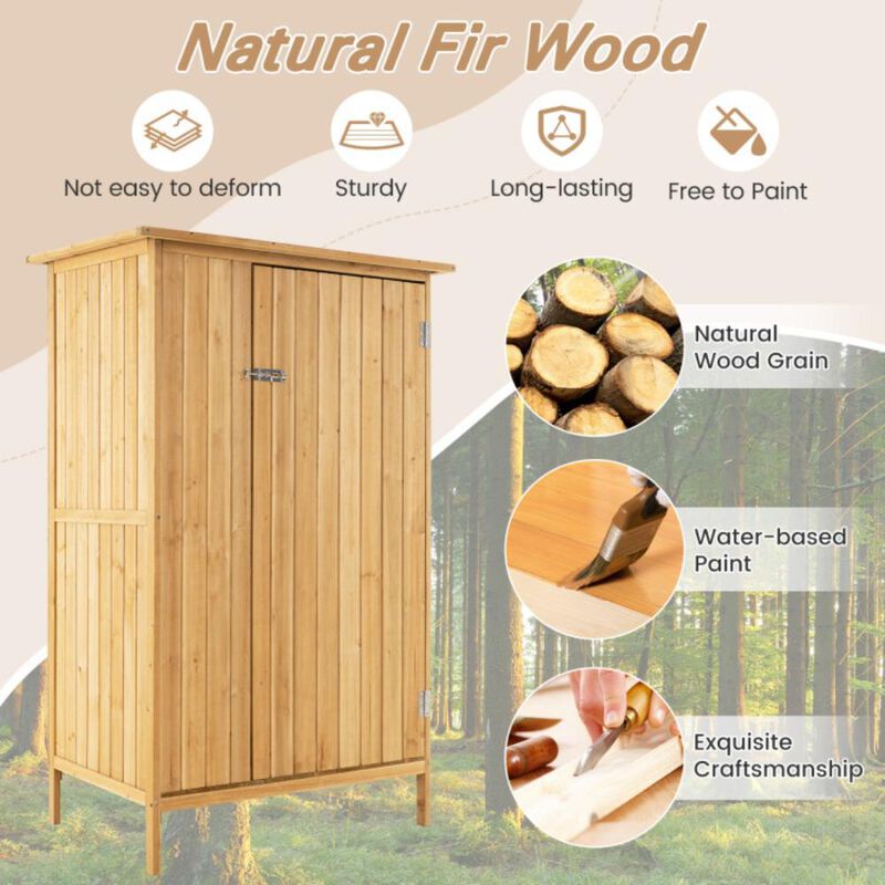 Hivvago 5 × 3 Feet Outdoor Storage Cabinet with Asphalt Roof and 3 Shelves